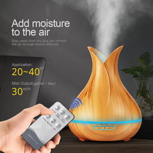 Load image into Gallery viewer, 400 ml Ultrasonic Air Humidifier Aroma Essential Oil  Diffuser with Wood Grain 7 Color Changing LED Lights for Office Home